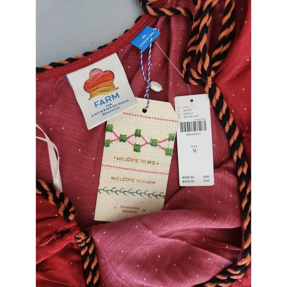 NWD Farm Rio x Anthropologie One-Shoulder Printed Satin Jumpsuit Sz M Red 9D404 - Picture 7 of 13